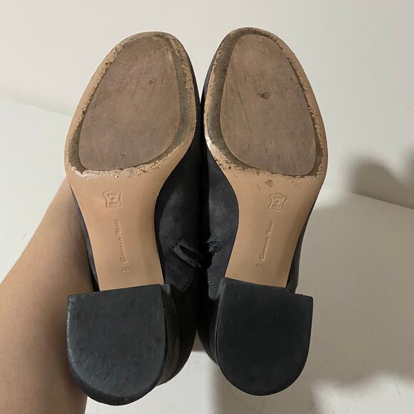 Gianvito Rossi Gray Suede Lace Up Boots Mackay Low Block Heel Ankle Zip sz 38 - Picture 11 of 13